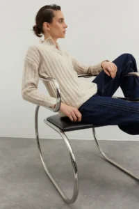 TRENDYOLMİLLA Stone Wide Pattern Soft textured High Neck Knitwear Sweater - Image 2