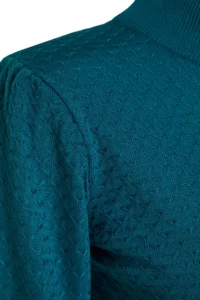 TRENDYOLMİLLA Petrol High Neck Balloon Sleeve Regular Knitwear Sweater - Image 7