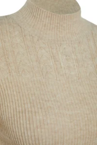 TRENDYOLMİLLA Stone Cellular/Delikli High Neck Fitted/Bodysuit hugging Knitwear Sweater - Image 6