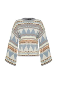 TRENDYOLMİLLA Gray Wide Pattern Crew Neck Knitwear Sweater - Image 6