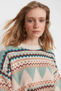 TRENDYOLMİLLA MINT Wide Pattern Crew Neck Knitwear Sweater - Image 3
