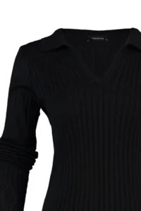 TRENDYOLMİLLA Black Couple Sleeve Ucu Detailed Polo Shirt Collar Knitwear Sweater - Image 9