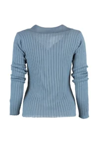 TRENDYOLMİLLA Indigo Sleeve Ucu Detailed Polo Shirt Collar Knitwear Sweater - Image 6