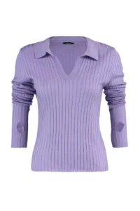 TRENDYOLMİLLA Lilac Sleeve Ucu Detailed Polo Shirt Collar Knitwear Sweater - Image 7