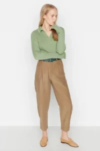 TRENDYOLMİLLA MINT Sleeve Ucu Detailed Polo Shirt Collar Knitwear Sweater - Image 3