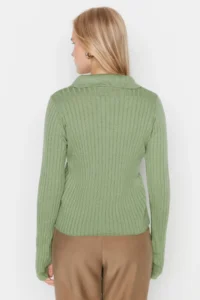 TRENDYOLMİLLA MINT Sleeve Ucu Detailed Polo Shirt Collar Knitwear Sweater - Image 5