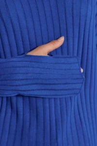 TRENDYOLMİLLA Saks BLUE Sleeve Ucu Detailed Polo Shirt Collar Knitwear Sweater - Image 4