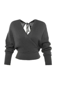 TRENDYOLMİLLA Anthracite Double breasted Balloon Sleeve Crop Knitwear Sweater - Image 10