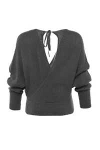 TRENDYOLMİLLA Anthracite Double breasted Balloon Sleeve Crop Knitwear Sweater - Image 12