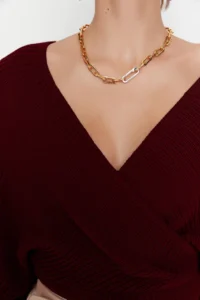 TRENDYOLMİLLA Burgundy Double breasted Balloon Sleeve Crop Knitwear Sweater - Image 9