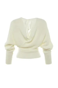 TRENDYOLMİLLA Ecru Double breasted Balloon Sleeve Crop Knitwear Sweater - Image 11