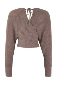 TRENDYOLMİLLA Mink Double breasted Balloon Sleeve Crop Knitwear Sweater - Image 8