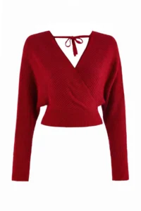 TRENDYOLMİLLA Red Double breasted Balloon Sleeve Crop Knitwear Sweater - Image 4