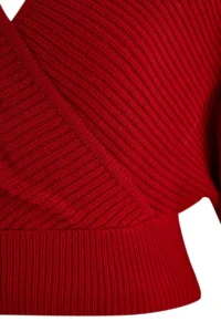 TRENDYOLMİLLA Red Double breasted Balloon Sleeve Crop Knitwear Sweater - Image 5