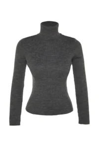 TRENDYOLMİLLA Anthracite Couple Basic Turtleneck Knitwear Sweater - Image 7