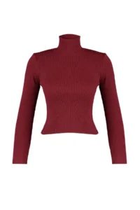 TRENDYOLMİLLA Burgundy Basic Turtleneck Knitwear Sweater - Image 7