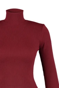 TRENDYOLMİLLA Burgundy Basic Turtleneck Knitwear Sweater - Image 8