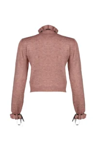 TRENDYOLMİLLA Dusty ROSE Soft textured Cellular/Perforated Ribbon/Bow Detailed Knitwear Sweater - Image 7