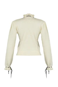 TRENDYOLMİLLA Ecru Soft textured Cellular/Perforated Ribbon/Bow Detailed Knitwear Sweater - Image 7