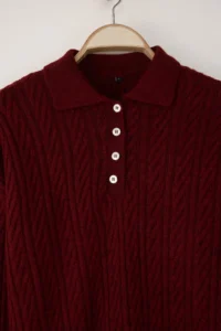TRENDYOLMİLLA Burgundy Wide Pattern Soft textured Knitwear Sweater - Image 7