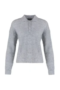 TRENDYOLMİLLA Gray Wide Pattern Soft textured Knitwear Sweater - Image 7