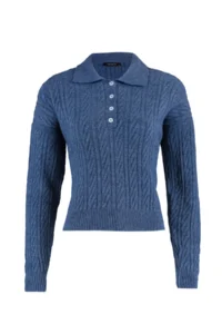 TRENDYOLMİLLA Indigo Wide Pattern Soft textured Knitwear Sweater - Image 7