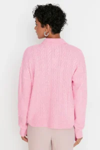 TRENDYOLMİLLA PINK Wide Pattern Soft textured Knitwear Sweater - Image 5