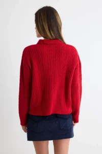 TRENDYOLMİLLA Red Wide Pattern Soft textured Knitwear Sweater - Image 4