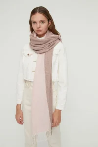 TRENDYOLMİLLA Powder PINK Color Blocked Soft textured Women Scarf - Image 3