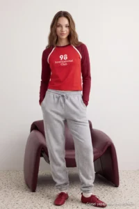 TRENDYOLMİLLA Gray Melange Thick Basic Knitting Sweatpants with Fleece Inside - Image 2
