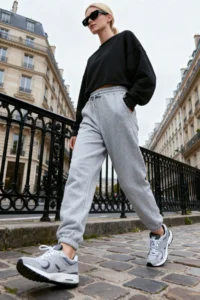 TRENDYOLMİLLA Gray Melange Thick Basic Knitting Sweatpants with Fleece Inside - Image 4