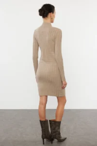 TRENDYOLMİLLA Mink Mini Knitwear High Neck Dress - Image 5