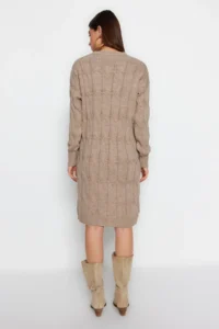 TRENDYOLMİLLA Mink Mini Knitwear Crew Neck Dress - Image 5