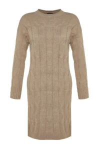TRENDYOLMİLLA Mink Mini Knitwear Crew Neck Dress - Image 6