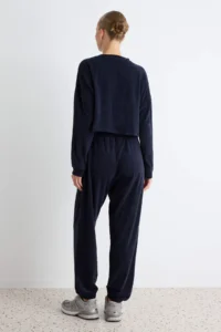 TRENDYOLMİLLA NAVY BLUE relaxed/Rahat Pattern Towel Knitting Tracksuit - Image 4