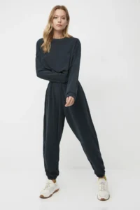 TRENDYOLMİLLA NAVY BLUE relaxed/Rahat Pattern Towel Knitting Tracksuit - Image 5