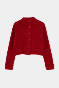 TRENDYOLMİLLA Red Crop Soft textured High Neck Knitwear Cardigan - Image 6
