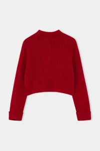 TRENDYOLMİLLA Red Crop Soft textured High Neck Knitwear Cardigan - Image 8