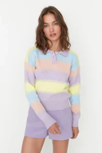TRENDYOLMİLLA BLUE Color Bloklu Knitwear Sweater - Image 2