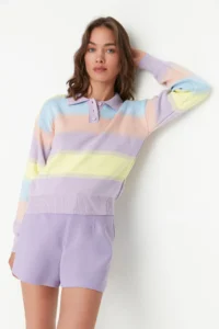 TRENDYOLMİLLA BLUE Color Bloklu Knitwear Sweater - Image 3