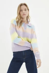 TRENDYOLMİLLA BLUE Color Bloklu Knitwear Sweater - Image 5