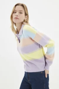 TRENDYOLMİLLA BLUE Color Bloklu Knitwear Sweater - Image 6