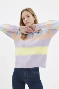 TRENDYOLMİLLA BLUE Color Bloklu Knitwear Sweater - Image 7