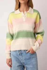 TRENDYOLMİLLA MINT Color Bloklu Polo Shirt YakaTriko Sweater - Image 3
