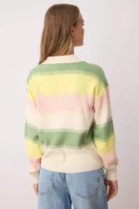 TRENDYOLMİLLA MINT Color Bloklu Polo Shirt YakaTriko Sweater - Image 4