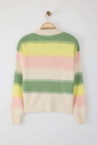 TRENDYOLMİLLA MINT Color Bloklu Polo Shirt YakaTriko Sweater - Image 7