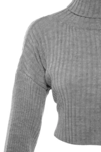 TRENDYOLMİLLA Gray Crop Basic Knitwear Sweater - Image 6