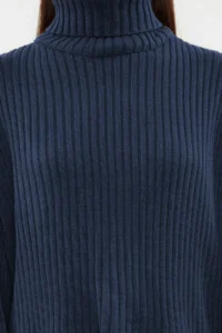 TRENDYOLMİLLA Indigo Rollable Turtleneck Plain Crop Basic Knitwear Sweater - Image 4