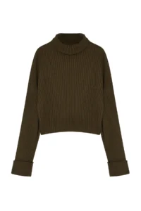 TRENDYOLMİLLA Khaki Rollable Turtleneck Plain Crop Basic Knitwear Sweater - Image 6