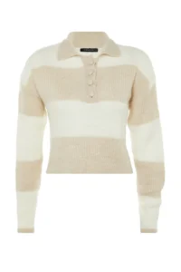 TRENDYOLMİLLA Stone Crop Soft textured Color Blocked Knitwear Sweater - Image 8